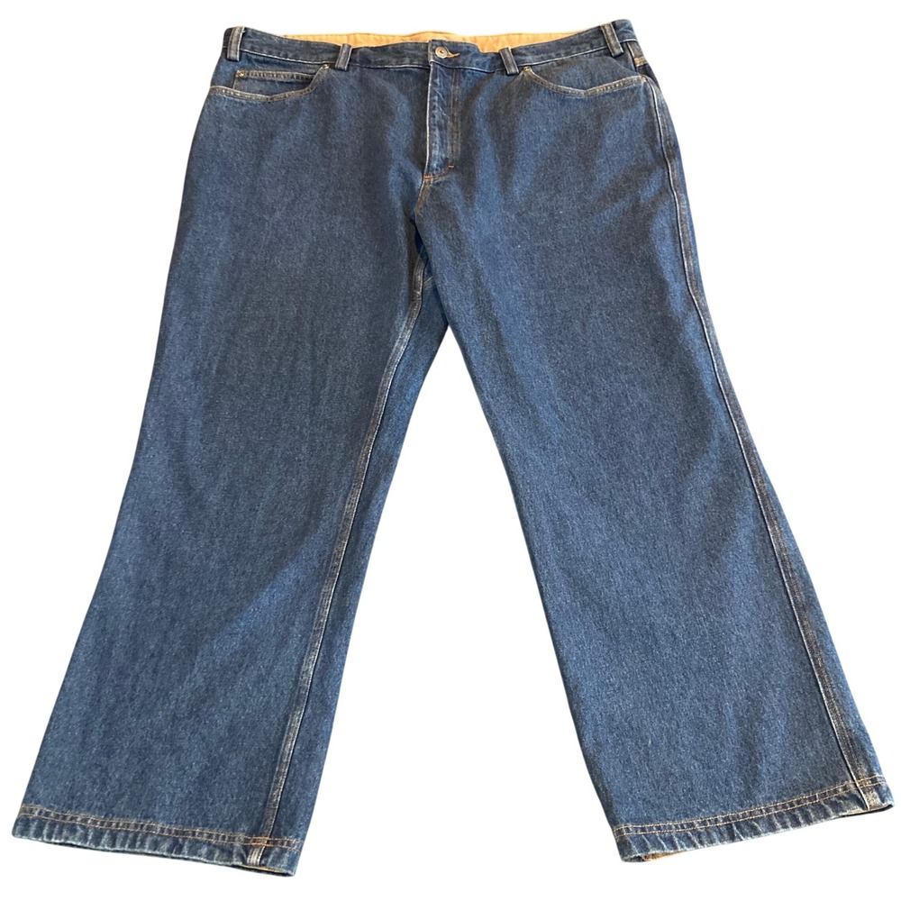 Duluth Trading Mens 46x30 Relaxed Fit Dark Blue Denim Jeans Straight 3237-18 DNM